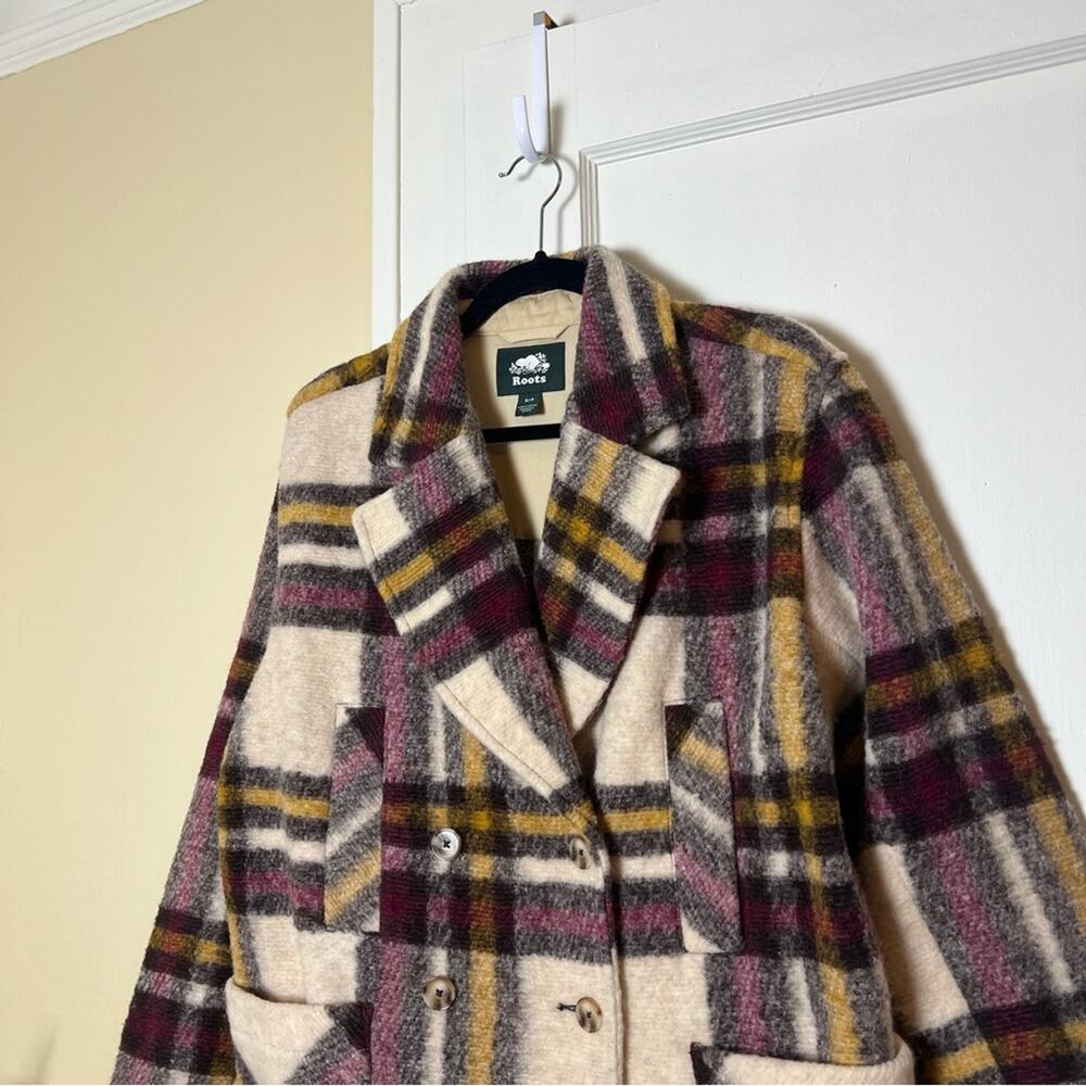 Roots Seymour Plaid Boxy Wool Blend Peacoat - Picture 5 of 12